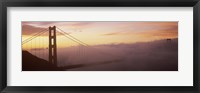 Framed Golden Gate Bridge covered with fog, San Francisco, California