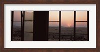 Framed Sunrise viewed through a window, Sperrgebiet, Kolmanskop, Namib Desert, Namibia