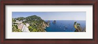 Framed Boats in the sea, Faraglioni, Capri, Naples, Campania, Italy