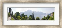 Framed Trees with a lake in background, Lake Como, Villa Passalacqua, Moltrasio, Como, Lombardy, Italy