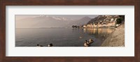 Framed Town at the lakeside, Nobiallo, Lake Como, Como, Lombardy, Italy