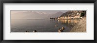 Framed Town at the lakeside, Nobiallo, Lake Como, Como, Lombardy, Italy