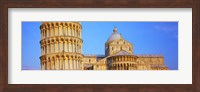 Framed Tower with a cathedral, Pisa Cathedral, Leaning Tower Of Pisa, Piazza Dei Miracoli, Pisa, Tuscany, Italy