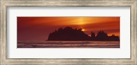 Framed Silhouette of sea stack at sunrise, Washington State, USA