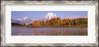 Framed Reflection of trees in a river, Oxbow Bend, Snake River, Grand Teton National Park, Teton County, Wyoming, USA
