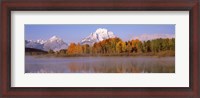 Framed Reflection of trees in a river, Oxbow Bend, Snake River, Grand Teton National Park, Teton County, Wyoming, USA