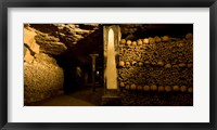 Framed Stacked bones in catacombs, Paris, Ile-de-France, France