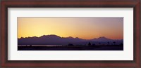 Framed Silhouette of a golf course with Sinai Mountains in the background, The Cascades Golf & Country Club, Soma Bay, Hurghada, Egypt