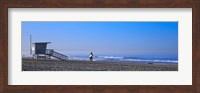 Framed Rear view of a surfer on the beach, Santa Monica, Los Angeles County, California, USA
