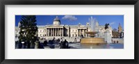 Framed Fountain with a museum on a town square, National Gallery, Trafalgar Square, City Of Westminster, London, England