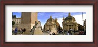Framed Tourists in front of churches, Santa Maria Dei Miracoli, Santa Maria Di Montesanto, Piazza Del Popolo, Rome, Italy