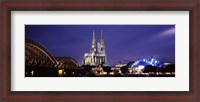 Framed City at dusk, Musical Dome, Cologne Cathedral, Hohenzollern Bridge, Rhine River, Cologne, North Rhine Westphalia, Germany