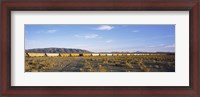 Framed Freight train in a desert, Trona, San Bernardino County, California, USA