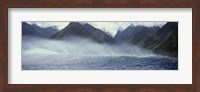Framed Rolling waves with mountains in the background, Tahiti, Society Islands, French Polynesia