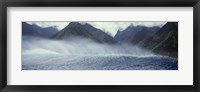 Framed Rolling waves with mountains in the background, Tahiti, Society Islands, French Polynesia