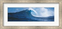 Framed Waves splashing in a dark blue sea, Hawaii