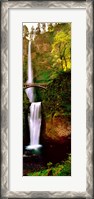 Framed Footbridge in front of a waterfall, Multnomah Falls, Columbia River Gorge, Multnomah County, Oregon