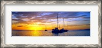 Framed Silhouette of sailboats in the ocean at sunset, Tahiti, Society Islands, French Polynesia