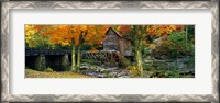 Framed Glade Creek Grist Mill, Babcock State Park, West Virginia (bright leaves)