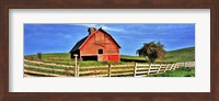 Framed Old barn with fence in a field, Palouse, Whitman County, Washington State, USA