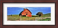 Framed Old barn with fence in a field, Palouse, Whitman County, Washington State, USA
