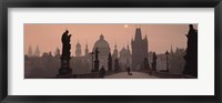Framed Charles Bridge at dusk with the Church of St. Francis in the background, Old Town Bridge Tower, Prague, Czech Republic