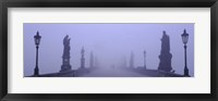 Framed Statues and lampposts on a bridge, Charles Bridge, Prague, Czech Republic