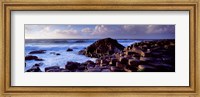 Framed Rock formations on the coast, Giants Causeway, County Antrim, Northern Ireland
