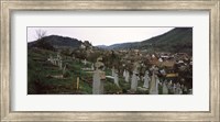 Framed Tombstones in a cemetery, Saxon Church, Biertan, Sibiu County, Transylvania, Romania