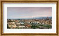 Framed Buildings in a city, Ponte Vecchio, Arno River, Duomo Santa Maria Del Fiore, Florence, Italy