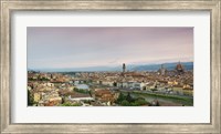 Framed Buildings in a city, Ponte Vecchio, Arno River, Duomo Santa Maria Del Fiore, Florence, Italy