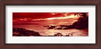 Framed Orange Sunset over the coast, Makena Beach, Maui, Hawaii
