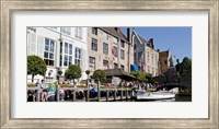 Framed Tourists at the canalside, Bruges, West Flanders, Belgium