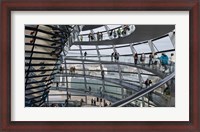 Framed Tourists near the mirrored cone at the center of the dome, Reichstag Dome, The Reichstag, Berlin, Germany