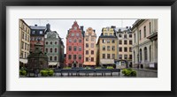 Framed Benches at a small public square, Stortorget, Gamla Stan, Stockholm, Sweden