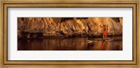 Framed Paddle-boarder in river, Santa Barbara, California, USA