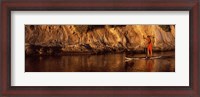Framed Paddle-boarder in river, Santa Barbara, California, USA