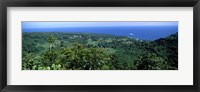 Framed High angle view of landscape with ocean in the background, Wailua, Hana Highway, Hana, Maui, Hawaii, USA