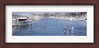 Framed Paddleboarders and yachts, Dana Point, California