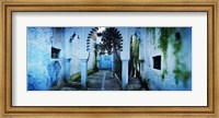 Framed Painted wall of medina, Chefchaouen, Morocco
