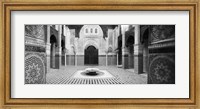 Framed Interiors of a medersa, Medersa Bou Inania, Fez, Morocco (black and white)