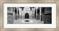 Framed Interiors of a medersa, Medersa Bou Inania, Fez, Morocco (black and white)