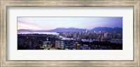Framed Aerial view of cityscape at sunset, Vancouver, British Columbia, Canada 2011