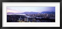 Framed Aerial view of cityscape at sunset, Vancouver, British Columbia, Canada 2011
