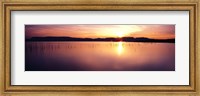 Framed Reflection of sun on water at dawn, Elephant Butte Lake, New Mexico, USA