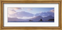 Framed Castle at dusk with mountains in the background, Castle Stalker, Argyll, Highlands Region, Scotland