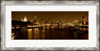 Framed View of Thames River from Waterloo Bridge at night, London, England