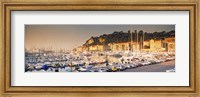 Framed Port of Nice lined by old houses and filled with new yachts, Nice, Alpes-Maritimes, Provence-Alpes-Cote d'Azur, France