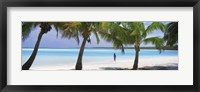 Framed Woman in sarong on the beach, One Foot Island, Aitutaki, Cook Islands