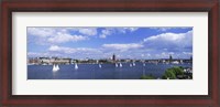 Framed Sailboats in a lake with the city hall in the background, Riddarfjarden, Stockholm City Hall, Stockholm, Sweden